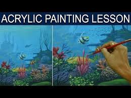 Our designs are easy to apply to any wall or hard surface. Ocean Coral Reef Acrylic Painting Tutorial Live Beginner Lesson How To Paint Underwater Sea Li Underwater Painting Coral Painting Landscape Painting Tutorial