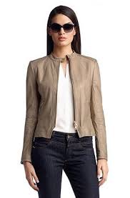 Leather Jacket Le955 Open Beige Leather Jacket Outerwear Women Leather Jackets Women