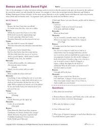 Romeo And Juliet Sword Fight Drama Worksheet Romeo And Juliet Teaching Shakespeare Romeo And Juliet Quotes