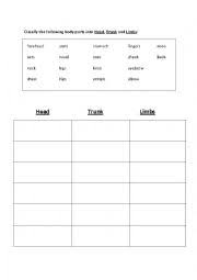 Free interactive exercises to practice online or download as pdf to print. Body Parts Head Trunk And Limbs Esl Worksheet By Doris324