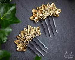 1x Large Ivy Leaf Hair Comb in Gold Tones - Etsy