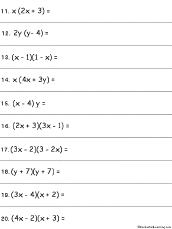 October 20, 2020 by admin. Algebra Multiplying Polynomials Worksheet 2 Printout Enchantedlearning Com