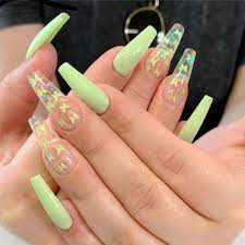 Premium Custome Handmade Yellow Butterfly Gel Fantasy Press On Nails Gel Manicure In 2021 Acrylic Nails Coffin Short Aycrlic Nails Cute Acrylic Nails