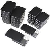 Goodma 24-Pack Slide Top Rectangular Metal Tin Containers for Candies  Jewelry Crafts Pills Lip Balm Storage Survival Kit, Mixed Sizes (Black)
