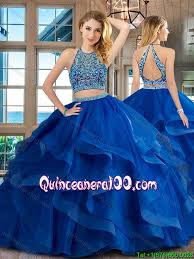 Pretty Beaded And Ruffled Brush Train Quinceanera Dress In Royal Blue Two Piece Quinceanera Dresses Quinceanera Dresses Blue Quinceanera Dresses