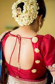 South Indian Bride Temple Jewelry Jhumkis Red Silk Kanchipuram Sari Bun With Fresh Jasmine Flowers Tamil Bride South Indian Bride Indian Bride Indian Bridal