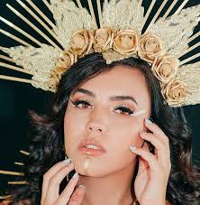 Gold Spiked Crown Headpiece With Flowers and Lace
