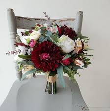 Maybe you would like to learn more about one of these? Burgundy Dahlia Bouquet In Faux Florals By Blooming Lovely Bouquets Bloominglovelybouquets Fauxflowe Flower Bouquet Wedding Dahlia Bouquet Wedding Bouquets