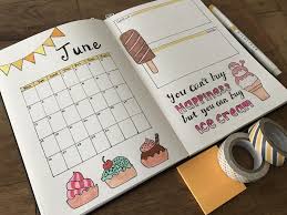 Bullet Journal Planner Monthly Layout For June 2017 Icecream Summer Happiness Bujo Weall Planner Bullet Journal Bullet Journal June Bullet Journal Layout
