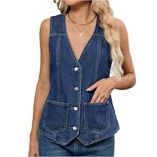 Chaqueta Denim Chaqueta De Mezclilla Sin Manga Mujer La Nueva Mujer Sexy  Lavada Chaqueta Azul Jean