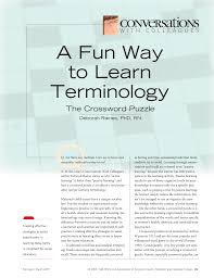 A Fun Way to Learn Terminology: The Crossword Puzzle