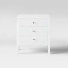 $97.50 (8 used & new offers) xindream 3 drawer dresser, solid wood nightstand chest of drawers with wide storage space, accent white bedside table storage cabinet for bedroom, living room, entry (fully assembled) 3.7 out of 5 stars. Pelham White Wood Silver Accent 3 Drawer Nightstand