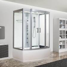 Dual flush close coupled ceramic toilet pan. Vidalux Aegean White 1500mm X 900mm Steam Shower Cabin And Whirlpool Bath