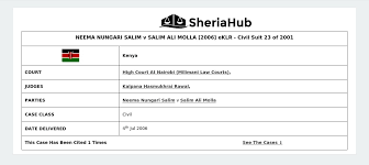 Neema Nungari Salim V Salim Ali Molla [2006] Eklr