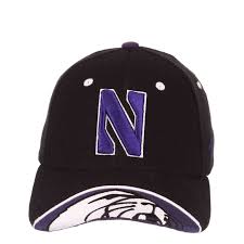 Northwestern Wildcats Zephyr Constructed Flex Fit Black Hat With Stylized N Design With Embroidered Visor