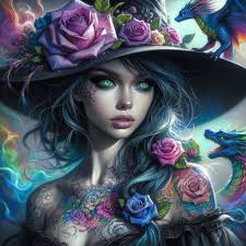 Digital painting of woman with dragon protector