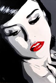 как сделать фотографию в стиле поп арт в фотошопе B W Pop Art Portrait Painting With Red Lips Canvas By Popstudio12 75 00 Pop Art Portraits Portrait Painting Art