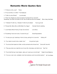 Movie trivia nights and quizzes are great for testing the memories and knowledge of people taking part in. Free Printable Romantic Movie Quotes Quiz