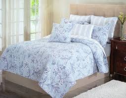 Nicole Miller Cotton 3 Piece Double Full Queen Quilt Set Reversible Blue White Floral Toile Quilted Bedding Buy Online In Trinidad And Tobago At Trinidad Desertcart Com Productid 15041479