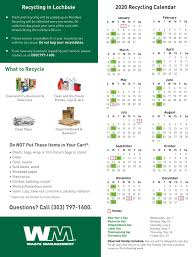 Waste Management 2020 Calendar Lochbuie Colorado