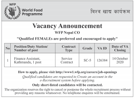Finance assistant/so job at world food programme. Finance Assistant World Food Programme Wfp Co Nepal Jobejee