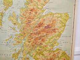 The page is about 8.1x12. Antiques Atlas Large University Chart Physical Map Of Scotland