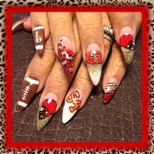 49ers By Oli123 From Nail Art Gallery 49ers Nails Football Nail Art Football Nails