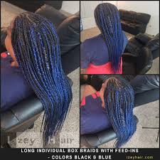 So easy to do, anyone can do it! Box Braids With Feed Ins Colors Black And Blue