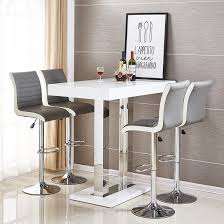 Caprice Bar Table In White High Gloss With 4 Ritz Grey Stools Furniture In Fashion Bar Table Grey Bar Stools White Bar Stools