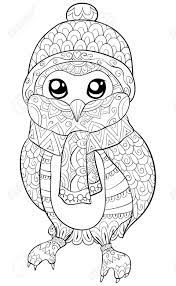 They are amazing birds, and these owl facts and trivia may surprise you! A Cute Cartoon Owl Wearing A Christmas Cap Scarf And Gloves Image For Adults A Coloring Book Page For Relaxing Activity Zen Art Style Illustration For Print Poster Design Royalty Free Cliparts Vectors And Stock Illustration Image