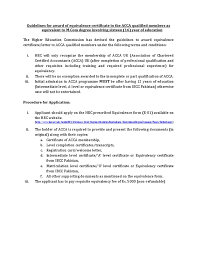 I am professionally qualified acca certified financial accountant and also hold a higher . Guidelines For Award Of Equivalence Certificate To Acca Qualified Members As Equivalent To M Pdf