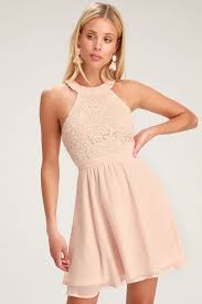 Lover S Game Blush Pink Lace Skater Dress White Dresses For Women Pink Cocktail Dress Lace Skater Dress