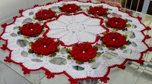 Caminho De Mesa Em Croche Flores Vermelhas No Elo7 Maos Em Arte Croche Da Gi Acc870 Barrado de croche e risco para pintura com patinhos ( 1 ). caminho de mesa em croche flores vermelhas