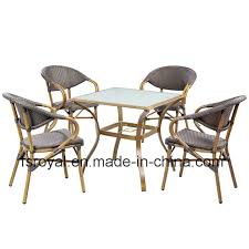 This outdoor table and chairs set is made of premium cast aluminum, which is sturdy and durable to use for a long time. China Garden Patio Furniture Restaurant Chairs And Tables Set Rattan Dining Chair Table Furniture Set China Restaurant Furniture Outdoor Furniture