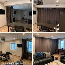 Divide Your Basement Into Two Usable Areas One For Work One For Entertainment Add A Room Small Spaces Home Office Space