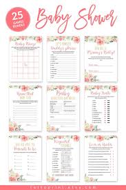 A sheet of dense paper printed with a picture and utilized to send a note or greeting; Floral Baby Shower Game Bundle Baby Bingo Peach Printable Games Instant Download Baby Predictions Printable Baby Shower Games Girl Party Supplies Party Favors Games Delage Com Br