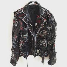 Ask Me About Size Made To Order Black Sabbath Black Biker Jacket W Patches Zippers Embroidery Trash Paint Punk Jackets Punk Outfits Vegan Leather Jacket
