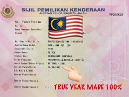 Pilihan kelas insurans komprehensif /3rd fire n theft/third 0 pon ada Sijil Pemilikan Kenderaan In English