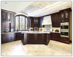 floor kitchens with dark cabinets and