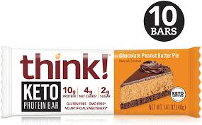 But for the rest of us: Think Keto Chocolate Peanut Butter Pie Protein Bars For Breakfast
