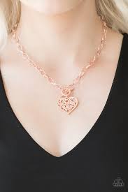 Paparazzi Necklace Victorian Romance Rose Gold Brushed In A Glistening Finish Rose Gold Filigree Climbs A Rose Gold Necklace Victorian Romance Necklace