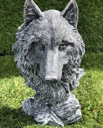 Concrete Wolf Head With Stand Sculpture Garden Lawn Ornament Frost  Protected - Etsy UK
