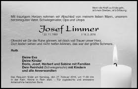 Traueranzeigen von Josef Limmer