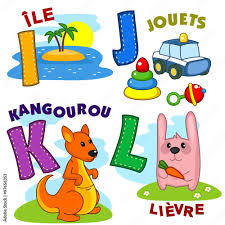 Avoid being confused by french words that look or sound similar to english words by learning these faux amis or false cognates beginning with a. French Alphabet With Letters A I J K L To The Island And Pictures Toys Kangaroo Rabbit Stock Vector Adobe Stock