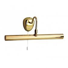 A coat of clear lacquer is then applied to protect and seal the finish for a lifetime of use. Gold Or Polished Brass Picture Light Adjustable Head And Pull Cord
