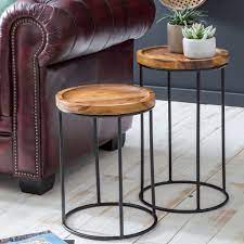 Couchtisch wohnzimmertisch edelstahl silber niedrig klein holz modern design. Wohnling Design Satztisch Wl5 661 Sheesham Kaufland De