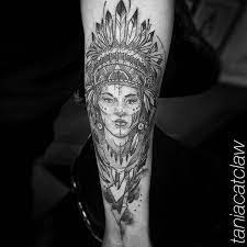 I usually think of the tattoos that people get these days that are not at all detailed this closely and classy in appearance. Native American Woman Tattoo On The Left Inner Forearm