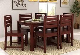 Steve Compact 6 Seater Dining Set Mahogany Finish Buy Dining Table Round Living Room Table 6 Seater Dining Table