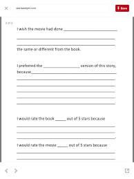 Comparison Worksheet 1 In And Out Movie Literacy Worksheets