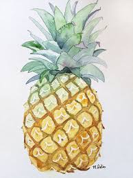 Pineapple Watercolor Painting Original Painting Pineapple Art Pineapple Art Watercolor Pineapple Watercolor Paintings
